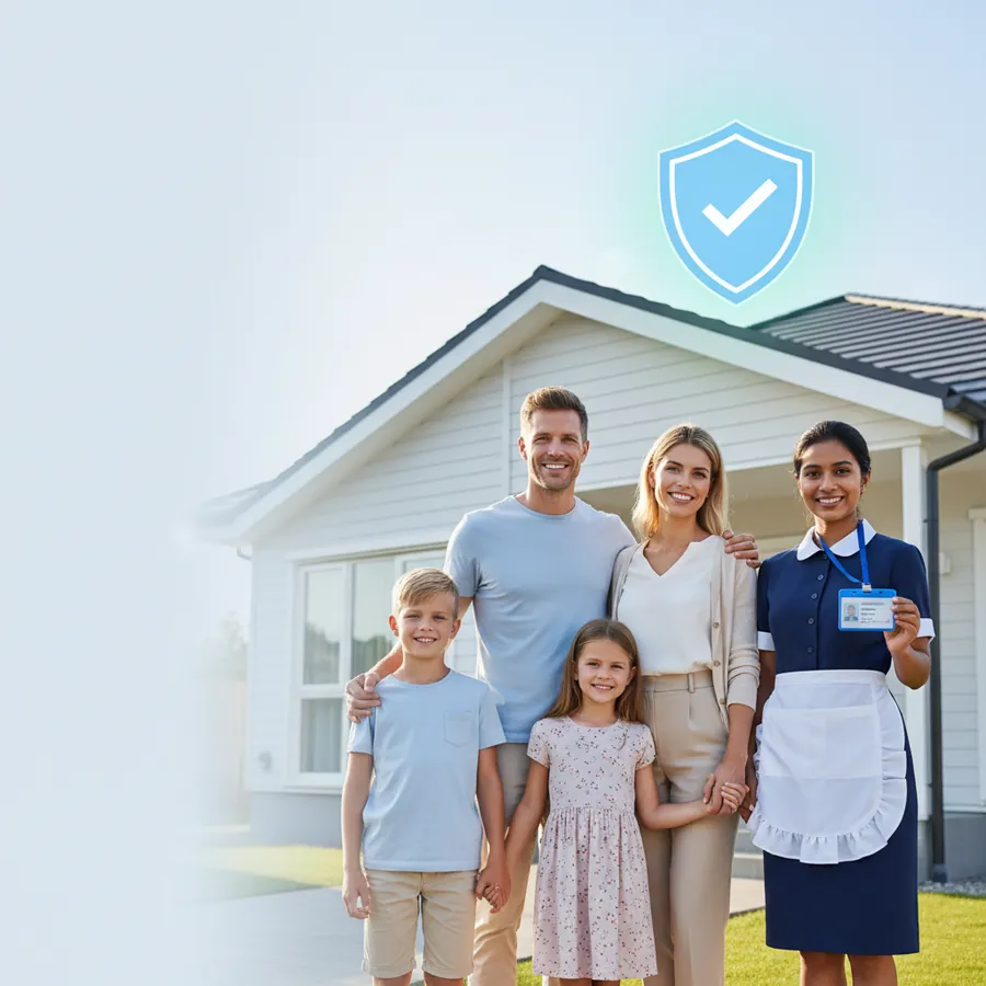 Familia con empleada doméstica verificada
